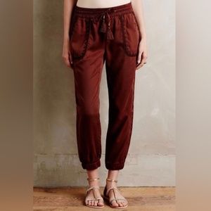 Hei Hei Anthropologie Embroidered pockets Brown Harem Jogger Boho Pants Size S